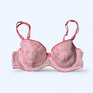 Y2K Pink Floral Lace Bra!